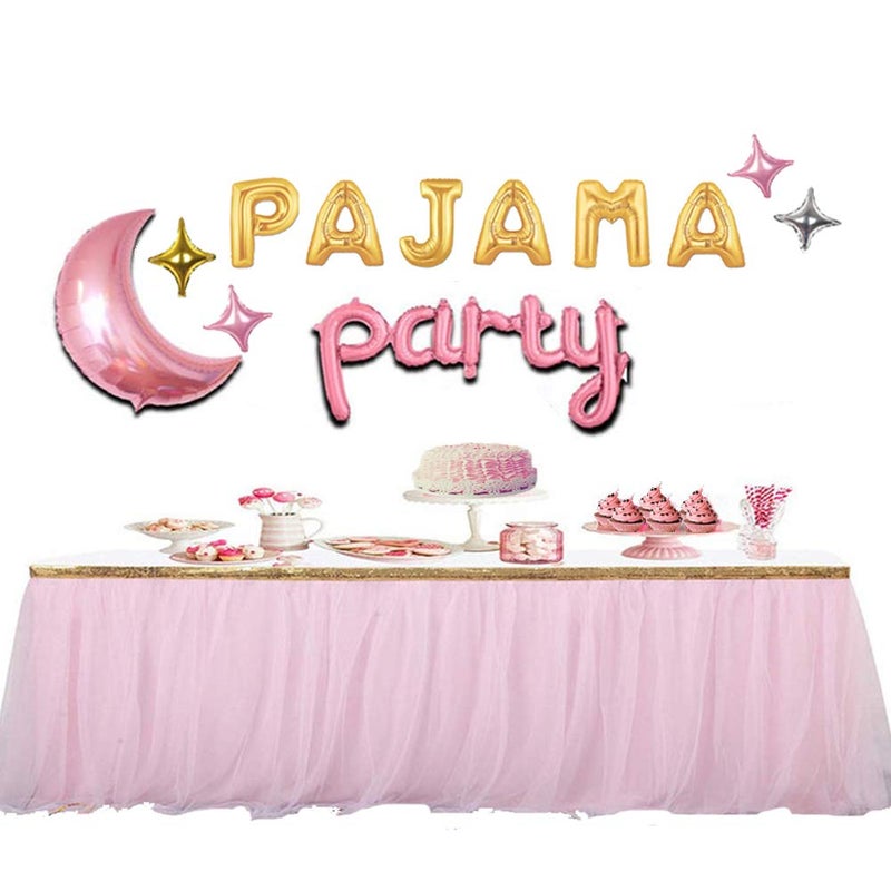 Geloar PAJAMA PARTY Decorations,PAJAMA Party Balloons for Girls PJ Mask Themed Banner for Pajama Slumber Sleepover SPA Spahhh Birthday Bday Bridal Hen Adult Party Supplies 14PCS of Qinsly (Gold, PAJAMA) - Image 1